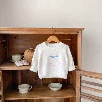 Autumn infant cartoon o neck pullover cotton newborn knit shirt long sleeve sweater baby girl knitted clothes bafanou 83426 66cm(3-6M) белый