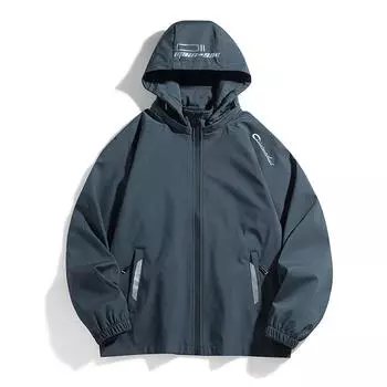 Осенняя куртка мужская со съемным капюшоном, ветрозащитная, повседневная, трендовая, универсальная, свободная, молодежная куртка M чёрный