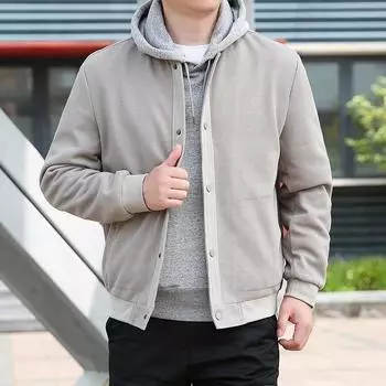 Осенняя куртка мужская модная универсальная модная повседневная одежда вафельная однотонная куртка-стойка мужская одежда M хаки