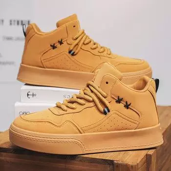 Autumn Khaki Men s High Top Sneakers Comfortable Breathable Skateboard Shoes For Men Light Vulcanize Sneaker Man zapatos hombre 39