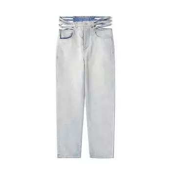 Autumn Lady Student K-style Waist Cut Out Denim Sexy Sexy Niche Loose Wide Leg Casual Trousers Picture color M