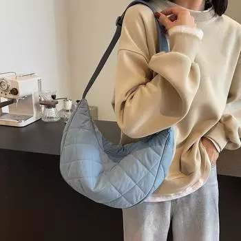 Autumn Large-Capacity Commuter Niche Messenger Dumpling Bag Women S Shoulder Bag Messenger Bag Diamond Casual Versatile Bag розовый