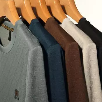 Autumn Long-Sleeved T-shirt Men s Undershirt Men s Clothing Young and Middle-Aged Round Neck Fashion Trendy Sweater M