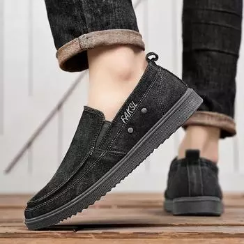 Autumn Men Canvas Casual Shoes 2025 New Breathable Soft Leisure Men Loafer Sneakers Comfort Low-top Non-slip Sneakers Denim 39