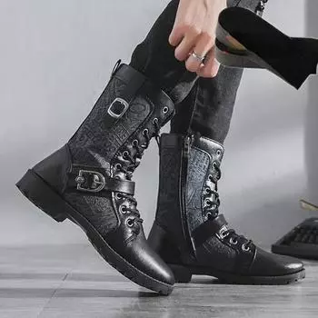Autumn Men s Boots Leather Casual Shoes for Men Warm High Top Male Boots Comfortable Breathable Mens Boot 2024 Botas Para Hombre 39 чёрный