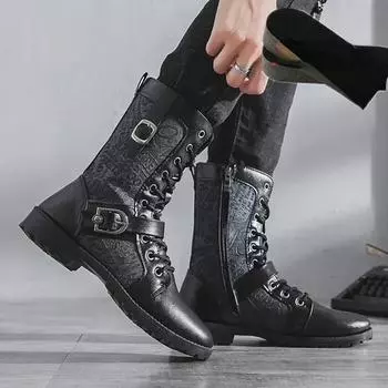 Autumn Men s Boots Leather Casual Shoes for Men Warm High Top Male Boots Comfortable Breathable Mens Boot 2025 Botas Para Hombre 39 чёрный