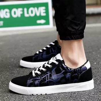 Autumn men s casual shoes canvas shoes men s Korean version trend board shoes low-top black cloth shoes student men s shoes 39 красный