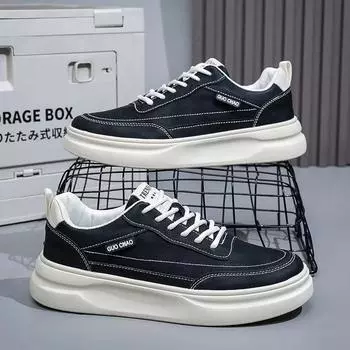 Autumn Men s Casual Shoes Fashion Men s Sneakers Hard Wearing Male Platform Shoes 2024 New Soft Mens Board Shoes Tenis Hombres 39 чёрный