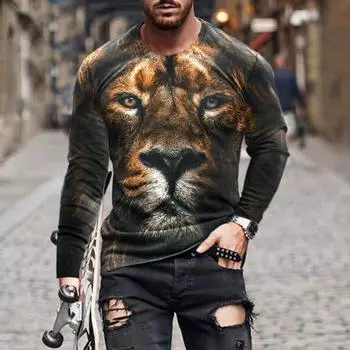 Осенняя мужская мода футболки больших размеров с длинными рукавами и 3D-принтом топы с длинными рукавами повседневные футболки S