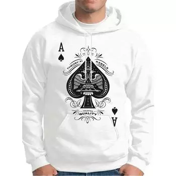Autumn Men s Hoodie Casual Long Sleeve Trendy 3d Poker A Print Sweatshirt Outdoor Hooded Tops Male Overszied Clothing Streetwear L белый