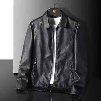 Autumn Men s Leather Jacket Lapel Men s PU Washed Leather Jacket Leather Jacket Men s Top 8XL