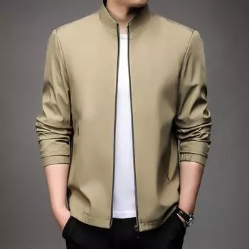 Autumn Men s Light Luxury Jacket Stand Collar Loose Long Sleeve Fashion Urban Solid Color Simple Jacket M