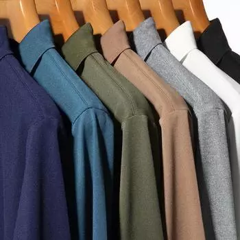 Осенняя мужская рубашка поло с длинными рукавами для папы среднего возраста, свободный топ, мужская повседневная футболка с лацканами M