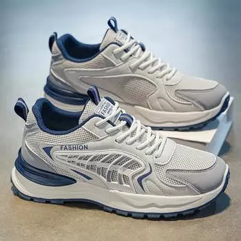 Autumn men s new breathable mesh shoes trendy versatile thick soled casual comfortable shoes Fashionable minimalist sneakers 39