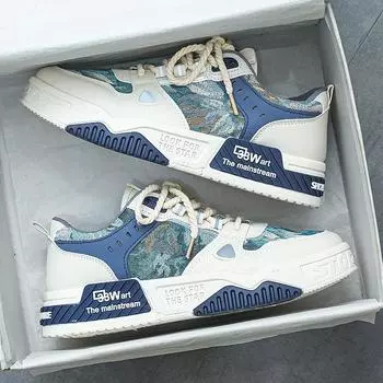 Autumn men s shoes 2024 new blood line explosion versatile sports shoes men s niche fashion trend casual board shoes 39 синий