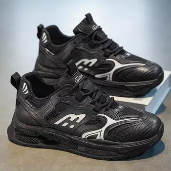 Autumn men s shoes 2024 new breathable mesh shoes men s sports shoes Korean version trendy versatile platform dad shoes 39