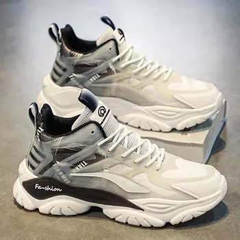 Autumn men s shoes 2024 new youth high-top basketball sports shoes casual platform dad trendy shoes 39