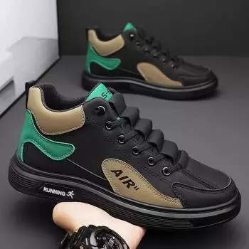 Autumn men s shoes 2025 new fashion high-top casual sports board shoes trend versatile men pedal white shoes 39