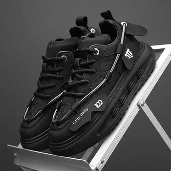 Autumn men s shoes 2025 new trend breathable men s height increase platform sports running solid color low-top board shoes men s shoes 39