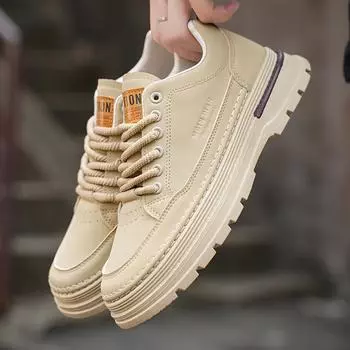 Осенняя мужская обувь Ботинки Martin Мужские трендовые туфли на платформе из кожи Белые туфли Обувь для спорта и отдыха на доске Модная обувь 39