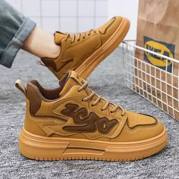 Autumn men s shoes new breathable high-top little white shoes men s Korean version trendy versatile platform sports casual shoes board shoes 39