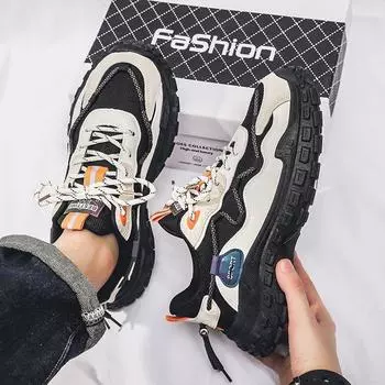 Autumn men s shoes new breathable mesh sports shoes men s trend versatile thick-soled non-slip dad trendy shoes 39