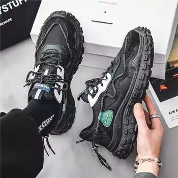 Autumn men s shoes new breathable mesh sports shoes men s trend versatile thick-soled non-slip labor insurance shoes dad trendy shoes 39