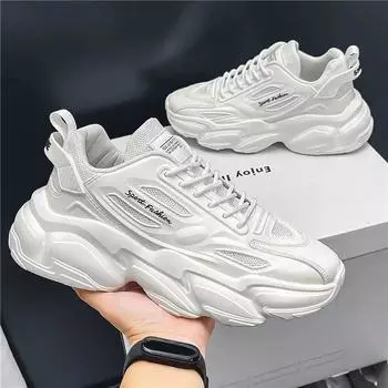 Autumn men s shoes new breathable mesh sports shoes men s Korean version trendy versatile thick-soled casual running dad shoes 39