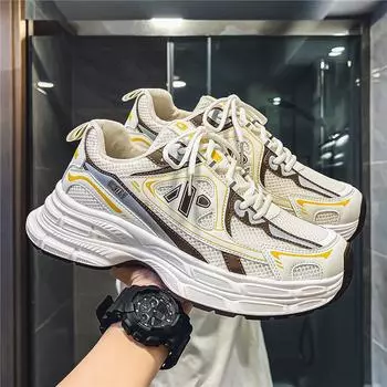 Autumn men s shoes new breathable shoes men s sports shoes Korean version trendy versatile platform casual running dad shoes 39