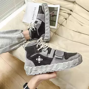 Autumn men s shoes niche ugly cute casual high-top board shoes 2025 new fly-woven socks heightening sports clown trendy shoes 39 чёрный