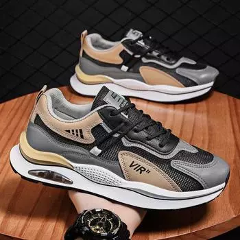 Autumn men s shoes summer breathable mesh 2025 new sports running casual height increase summer dad trendy shoes 39