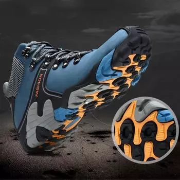 Осенняя мужская обувь Зимняя уличная обувь для альпинизма Нескользящие сноубутсы Высокие теплые мужские ботинки Водонепроницаемая повседневная хлопковая обувь 38