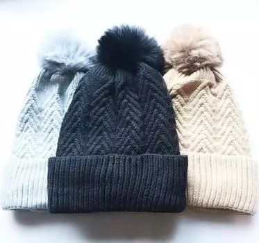 Осенние мужские и женские теплые шапки для спорта на открытом воздухе вязаные однотонные шапки Adjustable чёрный