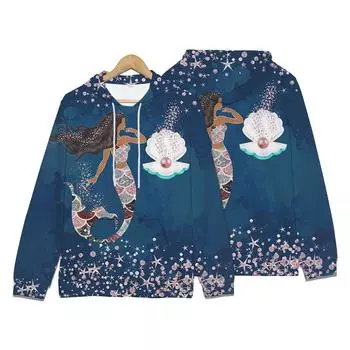 Autumn Mermaid Pearl Jellyfish 3D Print Hoodies Men Women Fashion Sweatshirts Oversized Hoodie Pullovers Tracksuit Clothing L