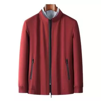Autumn middle-aged men s jacket men s long-sleeved high-end casual business men s solid color jacket dad jacket M