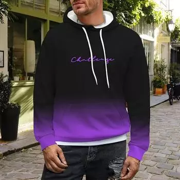Осенняя новинка 3D Фиолетовые буквы Печатные мужские тонкие толстовки Повседневные удобные 3D цифровая печать толстовки мужские XS чёрный