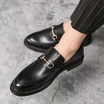 Autumn new British casual leather shoes men s spring business dress men s foot loafers Korean version of trendy men s shoes 38