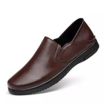 Autumn new business casual leather shoes overfitting cowhide breathable dad shoes middle-aged men s shoes trendy men s shoes flat shoes 37 чёрный