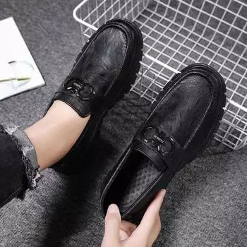 Autumn new casual leather shoes men s Korean version of versatile trend low-top board shoes breathable British style business work shoes tide 39