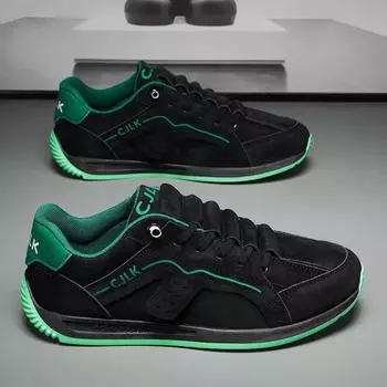 Autumn new casual men s shoes low-top trend versatile leather Forrest Gump men s shoes Internet celebrity sports board shoes men 39 чёрный