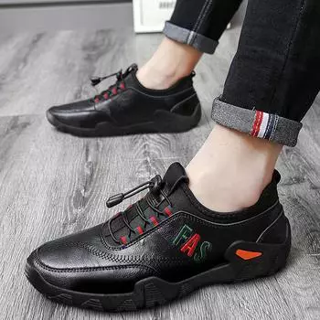 Осенняя новая повседневная мужская обувь, кожаная обувь без шнуровки, мужская модная британская обувь, модная повседневная обувь в спортивном стиле 39