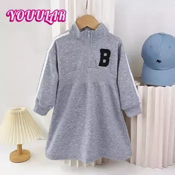 Autumn New Children s Skirt Letter Girls Dress Sweater Skirt Internet Celebrity Casual Long Sleeve Tennis Skirt