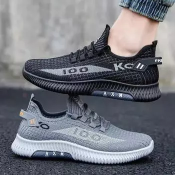 Осенние новые удобные мужские туфли, модные дышащие кроссовки для бега, мужские летающие тканые сетчатые туфли с мелкой завязкой спереди 39
