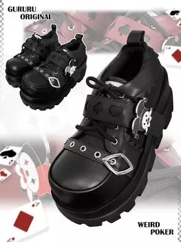 Autumn new fashion girl versatile sweet cool style Mary Jane weird poker high heels 35 чёрный