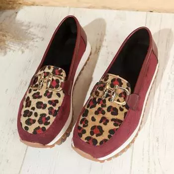 Autumn New Flat Shoes Girls Round Head Deep Mouth Color Metal Buckle Soft Sole Anti-slip Wear-resistant Low Top Shoes 36 красный