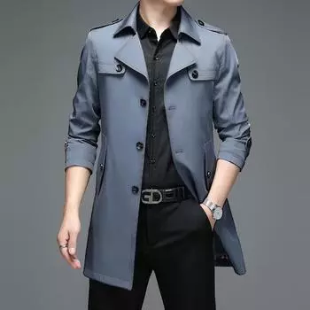 Осенняя новая красивая ветровка мужская куртка средней длины с воротником для папы среднего возраста, деловая повседневная ветрозащитная мужская куртка 170