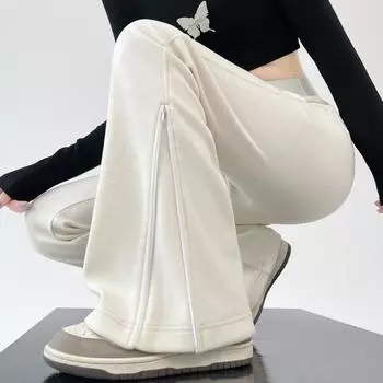 Autumn New High Waist Casual Flare Pants Women Solid Slim Fit Elegant Women s Trousers Fashion Winter Simple Elastics Office Ladies Pants Chic 25705 S белый