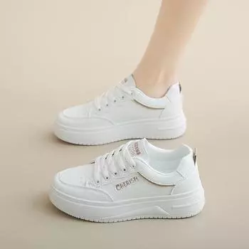 Осенние новинки, дышащие белые туфли, женские повседневные кроссовки, универсальные туфли на толстой подошве и платформе для женщин 35