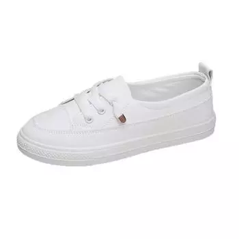 Autumn new INS trendy canvas shoes women s thick-soled heightening white shoes student round head with women s shoes 36