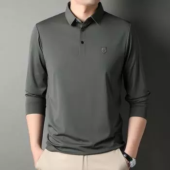 Autumn New Korean Style Men s Solid Color Long-sleeved T-shirt Casual Fashion Lapel Long-sleeved M